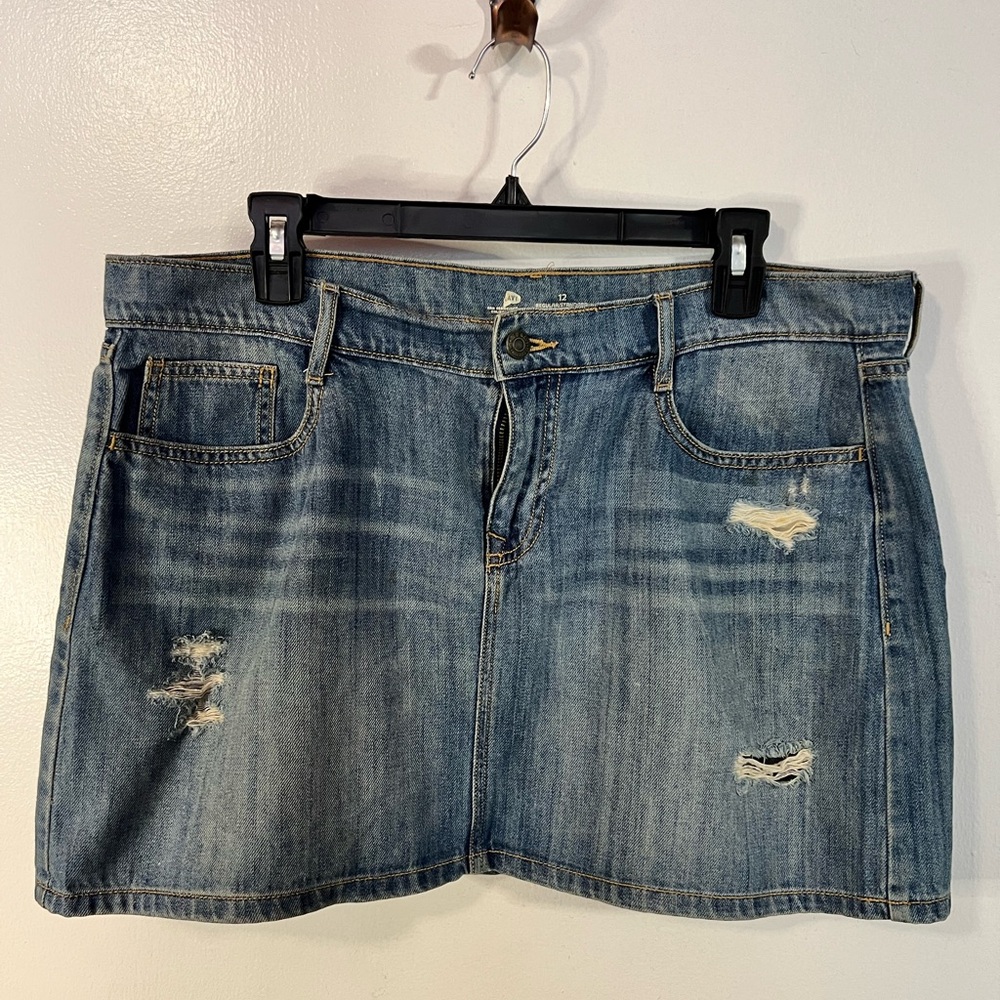 Old Navy Blue Distressed Denim Mini Skirt